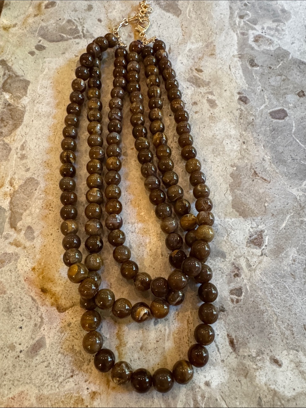 Multi-Strand Brown Beaded Necklace